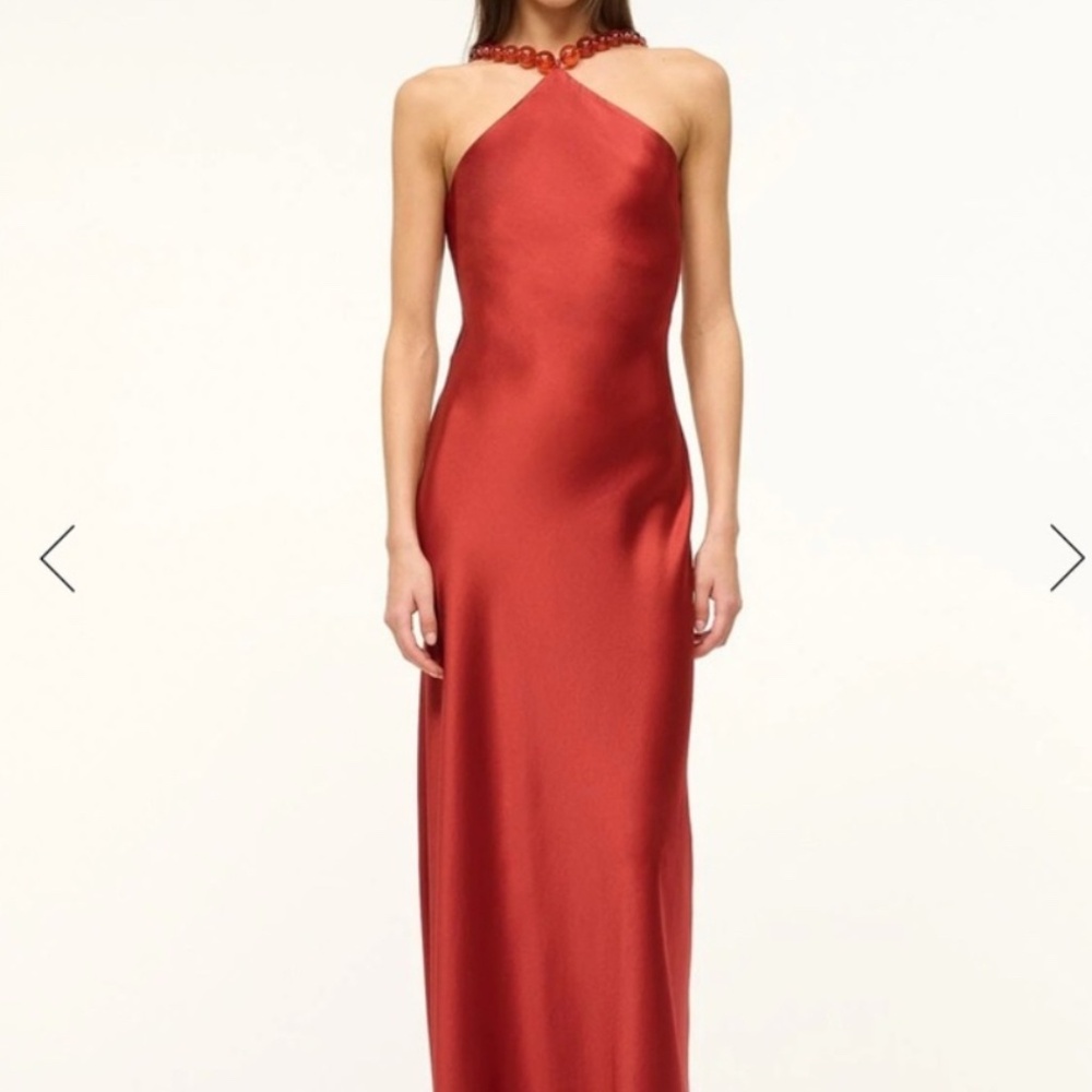 Staud Silk Cadence Dress in Rust size small